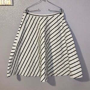 Lauren Ralph Lauren white black striped A Line circle midi skirt
